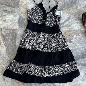 Angie Black and White Tiered Floral Dress